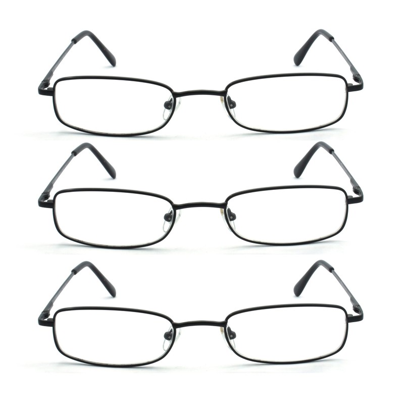 EYE ZOOM 3 Pack Classic Readers Rectangular Metal Reading Glasses