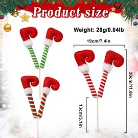 6 PCS Christmas Elf Legs Picks Xmas Tree Topper Decorations, 12 Inch Striped Plush Stuffed Red Elf Feet Ornaments Vase Filler Home Holiday Office Party Decor