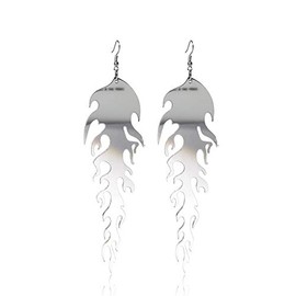 Transparent Acrylic Flame Dangle Earrings Dainty Multicolor Earrings Punk Rock Hip Hop Earrings for Women Jewelry(Silver)