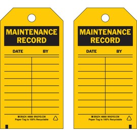 Brady 86669 5 3/4" Height x 3" Width, Cardstock (B-853), Black on Yellow Inspection & Material Control Tags (100 Tags)