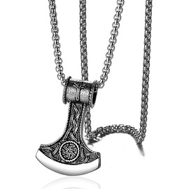 Liutufy Men's Stainless Steel Gothic Necklace with Cross Pendant (Silver C)
