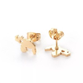 Unbranded Stainless Steel Set Earring Pendant Necklace Sealion Gold 18" P849