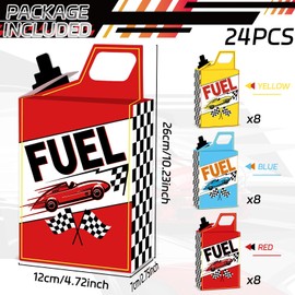 24PCS Race Car Fuel Can Treat Boxes Racing Birthday Party Supplies Black And White Checkered Flag Party Boxes Colorful Racing Popcorn Candy Cookie Container for Wedding Baby Shower Party Favor Decor