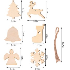 20 Pieces Wooden Elk Christmas Wooden Baubles Hanging Ornament, Natural Wood Slices for House Garden Home DIY Art Craft Christmas Tree Party Decoration