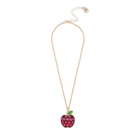Betsey Johnson Women's Straight A's Apple Pendant Necklace