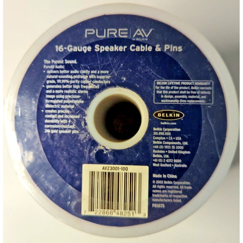 Belkin Audiophile Speaker Cable 16 Gauge BELKIN PURE AV 100ft