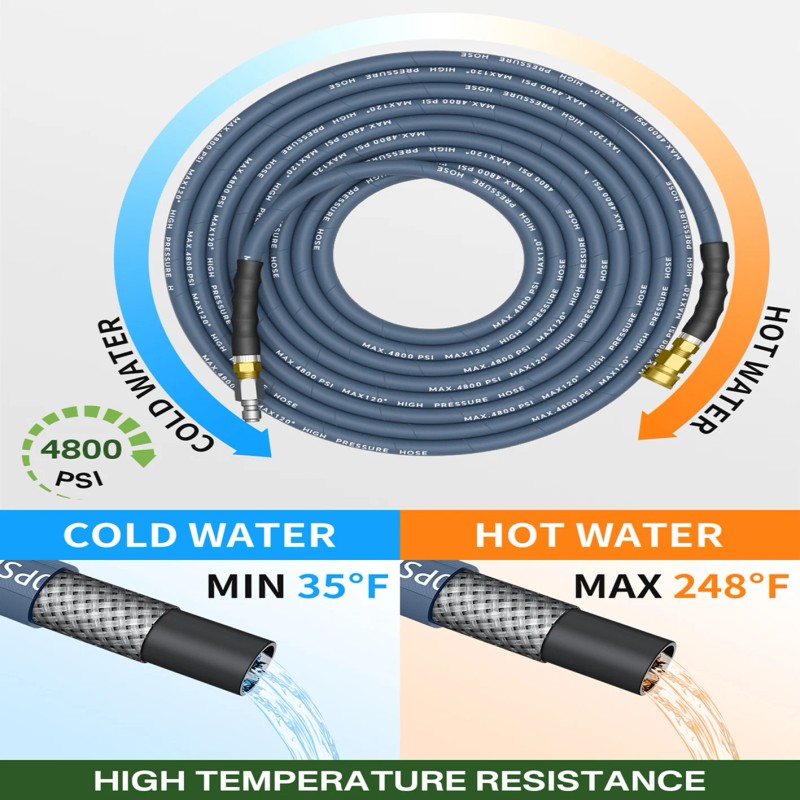 Unbranded 50FT 4800PSI Pressure Washer Hose 3/8" Wire Braided Kink