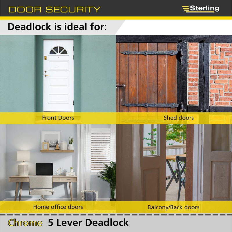 Sterling MLD525N 2.5-inch/67mm 5-Lever Deadlock - Nickel