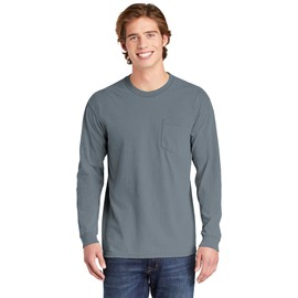 Comfort Colors Chouinard 4410 Long Sleeve Heavyweight Cotton Pocket Tee Granite X-Large