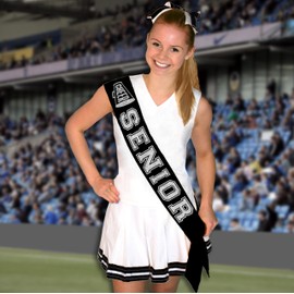 RhinestoneSash Senior Sashes Cheer - SET OF 3: Silver Sparkle CHEER Senior Black PREMIUM GRADE SATIN Sash - UNISEX Cheerleader Squad Senior Send Off Gifts - Bulk Black Sashes - Set3(ChrSnr) Slv/Blk