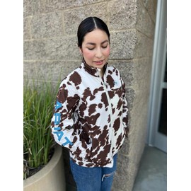 ARIAT WOMEN COW PRINT SOFT-SHELL JACKET (BEIGE/KHAKI) - Size: XS