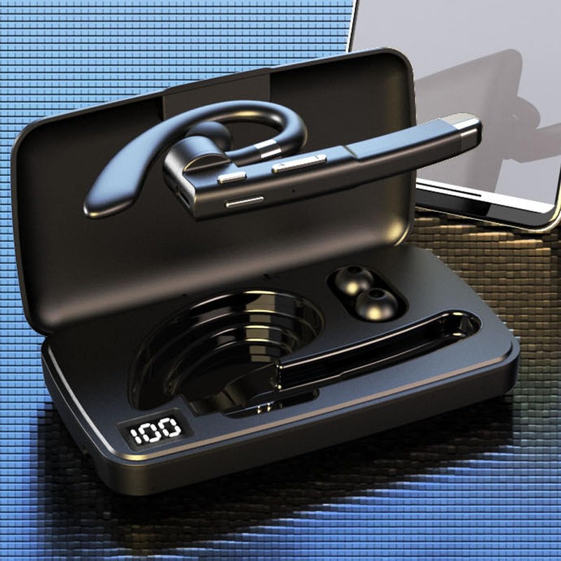 Bluetooth Earpiece, Waterproof Wireless Handsfree Headset with Charging Case, Lightweight