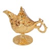 Gold Magic Genie Lamp Embossed Flowers Hollow Zinc Alloy Vintage