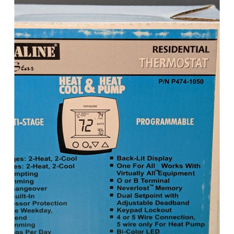 Totaline Heat Cool & Pump Residential Small Thermostat Multi-Stage Programmable