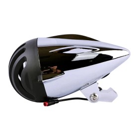 Unbranded 12V 48V Electric Bike Teardrop 10W LED Bicycle Retro Headlight Lightweight Lamp - Chrome Black