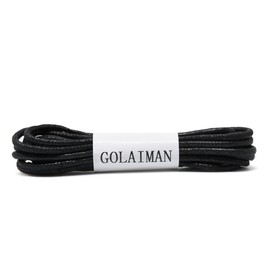 GOLAIMAN Waxed Dress Shoe Laces - Round Oxfords Shoelaces Leather Shoe Lace For Men Women - 32inch Black