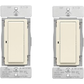 Eaton WFSW15-LA-SP-L Pack of 2 Wi-Fi Smart Decorator Switches; Light Almond; 60 Hz, 120V; 15A; Flush Mount; Back and Side Wire; Single-Phase; Single-Pole; 3-Way