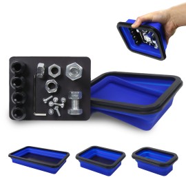KYOSTAR Magnetic Foldable Parts Tray Set 3PCS Collapsible Silicone Tool Tray Set