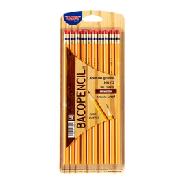 Baco | Lápiz de Grafito Bacopencil HB/2 - Blister con 10 Lápices de Cuerpo Amarillo