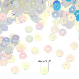 MECCANIXITY 20000 Pcs Flat Loose Sequins 4MM Bulk Cup Paillettes Embroidery Sequins Round Spangles with Holes for Jewelry Making Crafts Sewing Makeup Nail,Beige