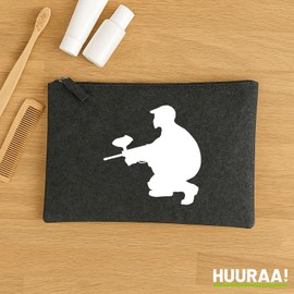 Huuraa Kulturbeutel Paintball Silhouette Geschenk 1 Liter Charcoal Filz Paintball Geschenkidee