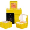 Bakepacker 4x4x2.5" Yellow Bakery Box with Window 30pcs Macaron Boxes