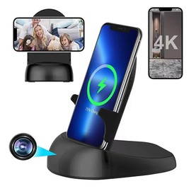 Security Camera WiFi Wireless Phone Charger, Motion Activated,HD1080P/4K (Rotate Lens) with 250°Viewing Angle, camaras espias ocultas for Home Office Security(2.4/5G) (Y20)