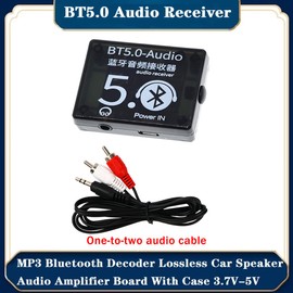 Dpaaoyer BT5.0 Audio Receiver+Case+One-to-Two Audio Cable Kit MP3 Bluetooth Decoder Lossless Car Speaker Audio Amplifier Board