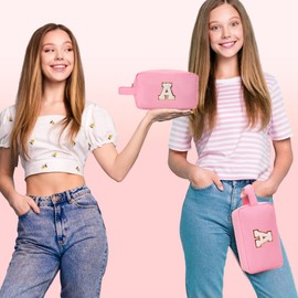 Aveniee Initial Travel Makeup Bag for Women,Monogram Cosmetic Bag Toiletry Pouch Makeup Case,Birthday Gifts for Women Best Friend Sister Teacher Mom-Pink Z