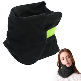 Travel Pillow, Adjustable Neck Pillow for Airplane Travel, Travel Pillow Plane with Polar Fleece Fabric for Neck and Shoulder Support, Easy to Carry, Plane Travel Essentials (Black)