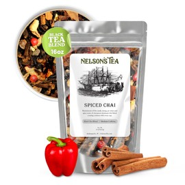 Nelson's Tea - Spiced Chai Loose Leaf Tea - Black Tea Loose Leaf with Cinnamon Chips, Clove, Peppercorns, and Orange Peel - Aromatic Chai Tea Loose Leaf Blend - Black Loose Leaf Herbal Tea (16 oz)