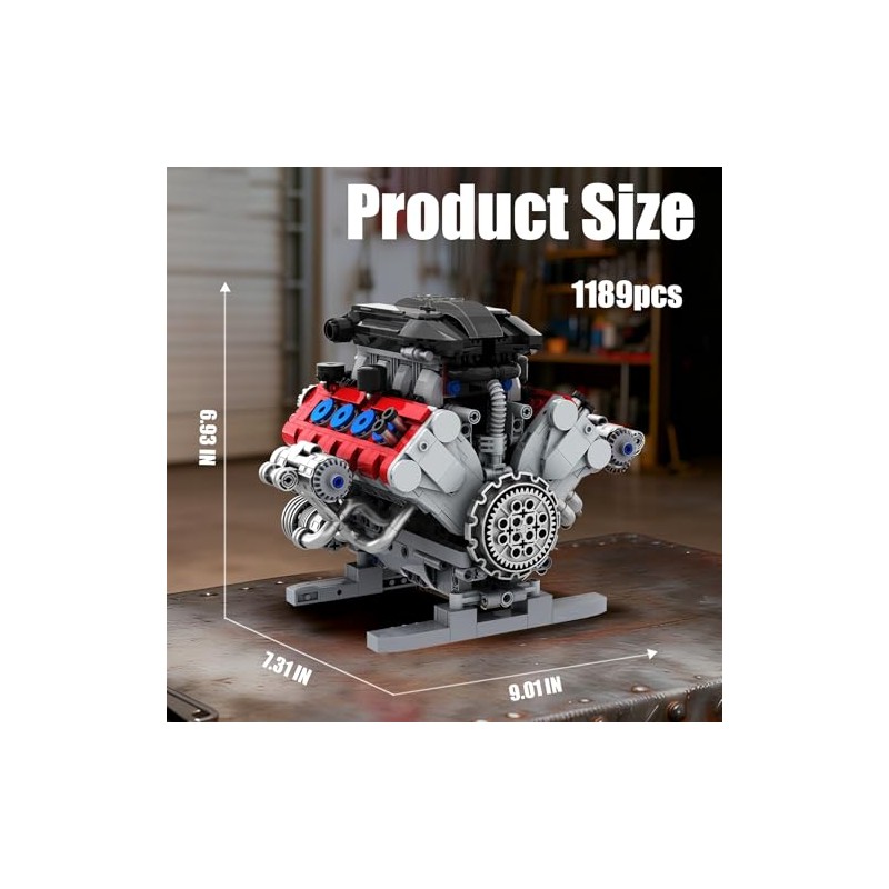 Mavo brix V8 Engine Building Set, Model Kit for Adults,