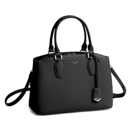 David Jones - Women's handbag - PU leather tote bag with shoulder strap - several compartments 3 pockets - city tote work elegant classic chic fashion, Black, One Size