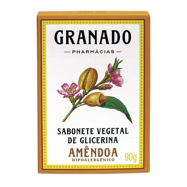 Linha Glicerina Granado - Sabonete em Barra Vegetal de Glicerina Amendoa 90 Gr - (Granado Glycerin Collection - Glycerin Vegetable Bar Soap Almond Net 3.2 Oz)