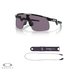 Oakley Kids Resistor OJ9010 901001 23MM Polished Black/Prizm Grey Shield Junior Sunglasses for Boys + BUNDLE Accessory Leash + Designer iWear Kit