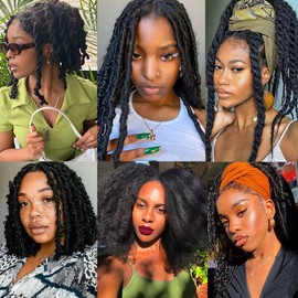 Leeven 12 Inch Springy Afro Twist Hair for Faux Locs Pre-Separate Popping Spring Twist Crochet Hair for Distressed Locs 8 Packs Afro Kinky Curly Marley Braiding Hair Extensions /1B#