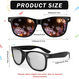 4Pcs Diffraction Glasses, 3D Prism Rainbow Heart Star Dollar Effect with Black Frames, Refraction Glasses Light Diffraction Glasses Rave Glasses Men Women for Edm Concert Party Club Rave Accessories