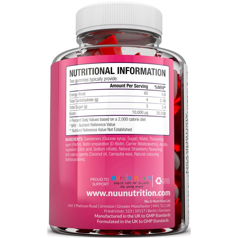 Biotin Hair Gummies 10,000mcg - 90 Vegan Gummies - 45