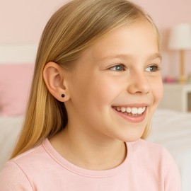 JAYARE Children's Pearl Earrings Silver 925 Girls – Small Pearl Earrings – 4 mm – Stud Earrings, Silver