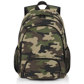 LOMBARDIDEN Kids Backpack for Boys - Green Camouflage School Backpack for Teens Students - Schoolbag Lightweight Waterproof Elementary Book Bag Travel Casual Daypack