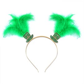 YAHPERN St.Patrick's Day Headbands for Women Glitter Shamrock Hat Lucky Leaf Hairband Irish Holiday Feather Headwear St.Patrick's Day Hair Accessory Party Favors Gifts