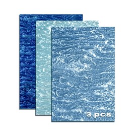 TOEPODO Pearlescent Ripple Cast Acrylic Sheets 1/8 Thick for Laser Cutting Sheets for Art Design Crafting DIY Home Decore Festival Ornaments (3, Blue Sets, 8x12 Inch)