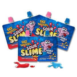 Face Twister Sour Candy – Cherry and Blue Raspberry – Pack of 3 Duo Flavor Pouches