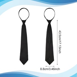 SAIIURV 5 Pack Black Zipper Neck Tie for Men, Adjustable Pre-tied Ties, Pre-Tied Ties School Ties for Kids Boys Girls, for Wedding, Funeral, Formal Business, Graduation, School Uniforms (Black)