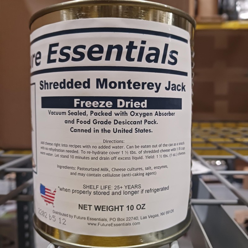 Future Essentials Freeze Dried Shredded Monterey Jack Cheese 25 Year