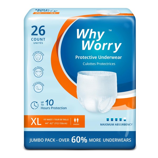WHYWORRY WhyWorry Incontinence Underwear for Women and Men, Disposable Adult