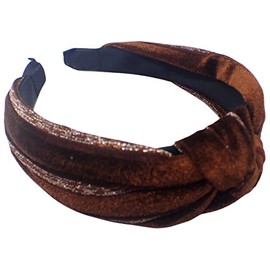 Topkids Accessories Velvet and Lurex Knot Alice Bands Adult Women, Hair Accessories for Women, Hair Bands for Women, Thick Headband, Womens Headbands, Head Bands Adult Women, Wide Headbands (Brown)