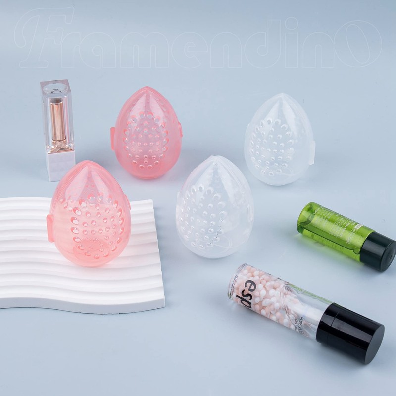 Framendino, Paquete de 4 esponjas de maquillaje transpirables, color rosa