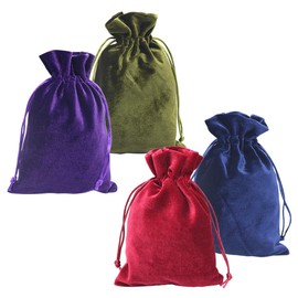 HRX Package Soft Velvet Gift Bags, 5.1x7.8 inch Velvet Drawstring Pouches for Tarot Rune Jewelry Crystal 4 Pack