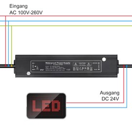 YAYZA! LED Transformer 24 V 60 W, IP67 LED Power Supply 230 V to 24 V 2.5 A LED Driver DC Low Voltage Transformer Constant Voltage Driver for G4 MR16 MR11 Strip